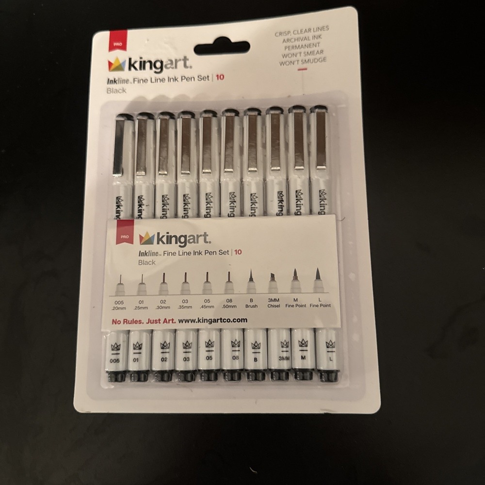 Fine Line Drawing Pens Set – 10 Assorted Sizes Archival Black